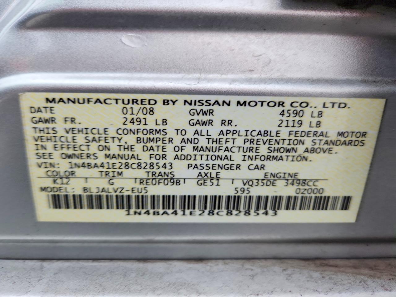 2008 NISSAN MAXIMA 3.5 SE photo 12