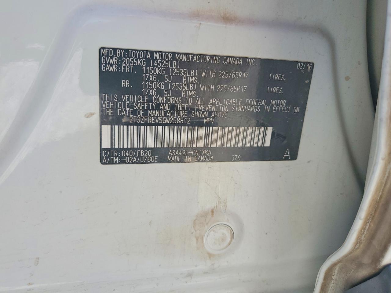 2016 TOYOTA RAV4 LE photo 12