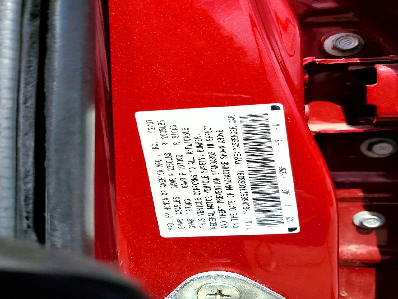 2007 HONDA ACCORD EX photo 34