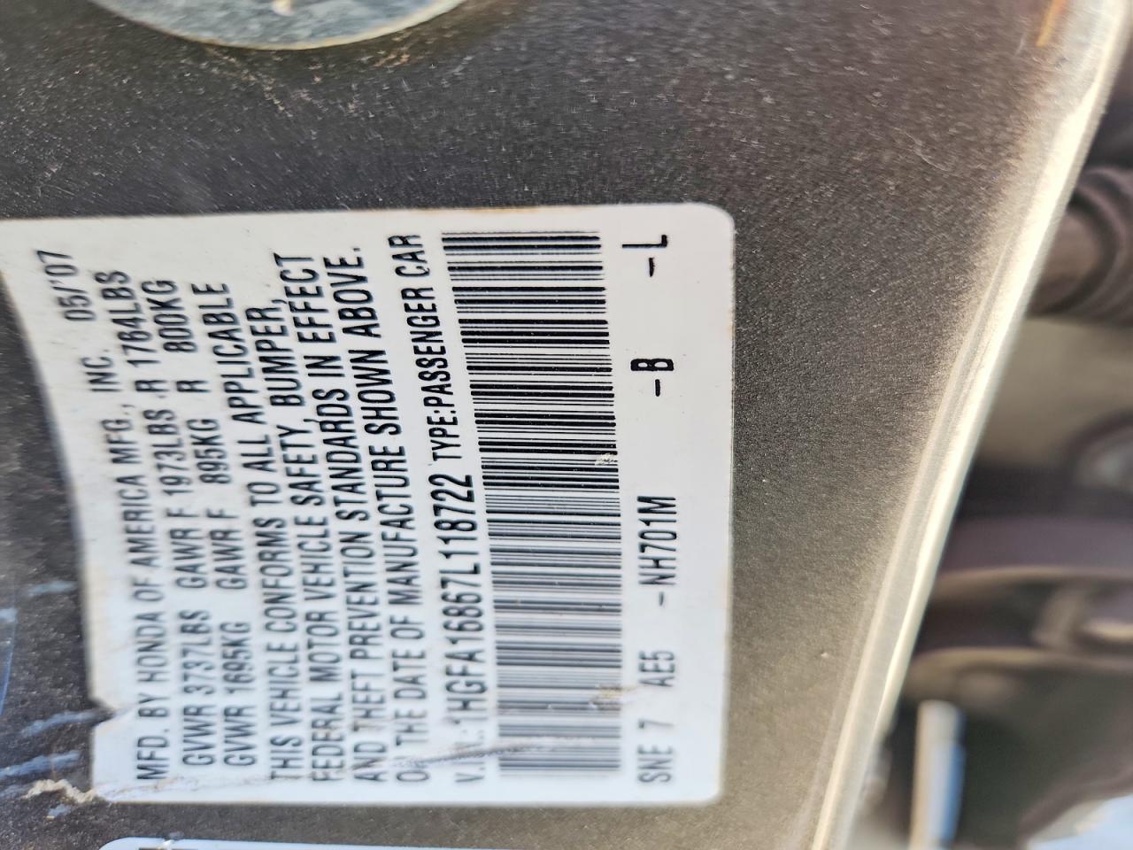 2007 HONDA CIVIC EX photo 23