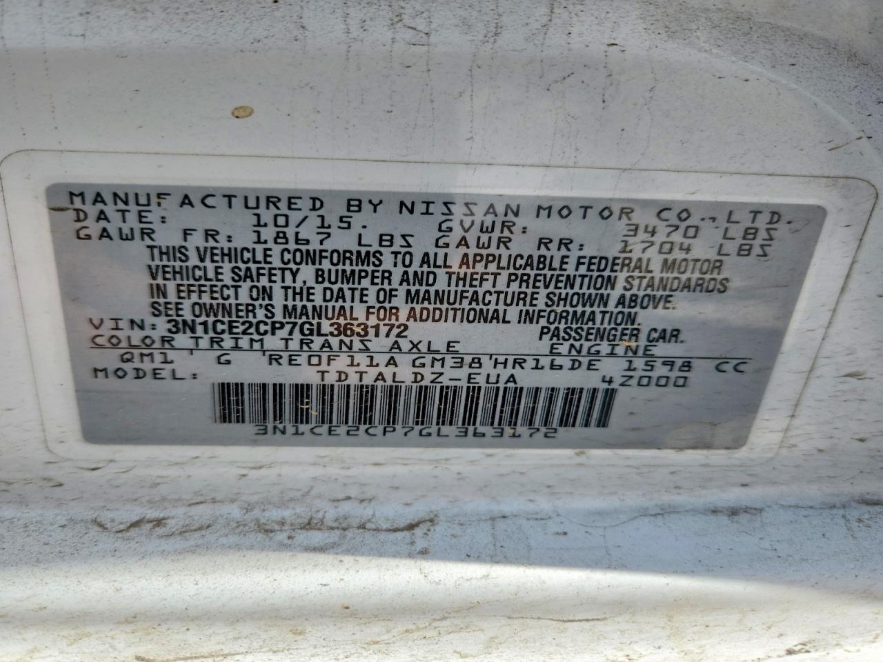 2016 NISSAN VERSA NOTE SV photo 13