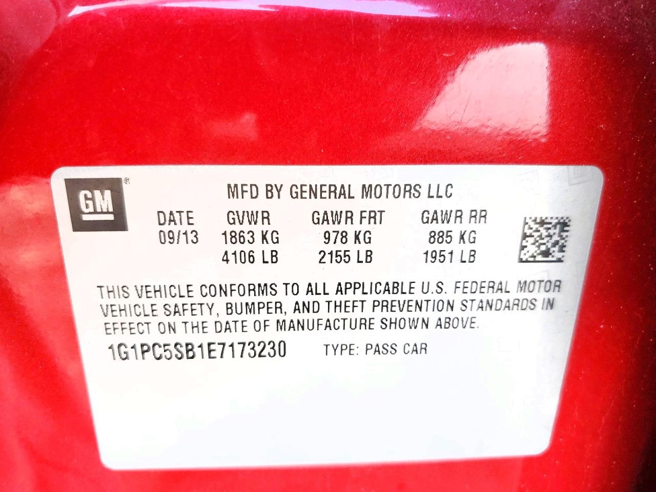 2014 CHEVROLET CRUZE LT photo 12