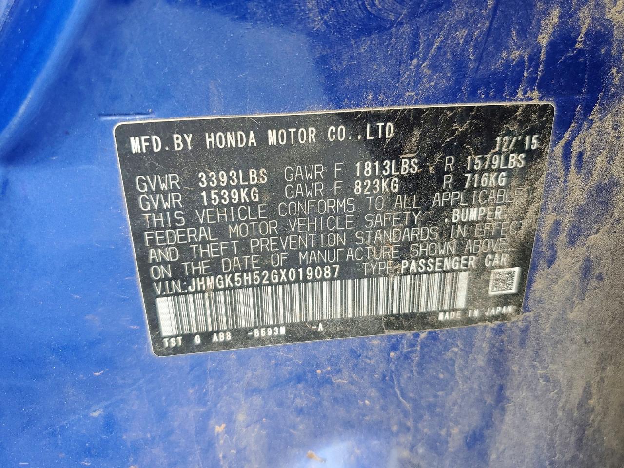 2016 HONDA FIT LX photo 34