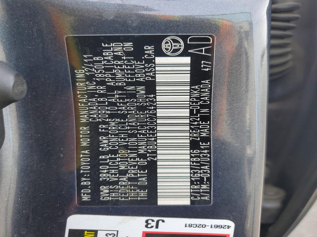 2012 TOYOTA COROLLA LE photo 34