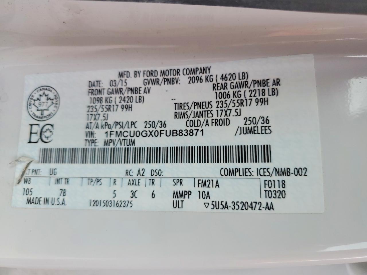 2015 FORD ESCAPE SE photo 25