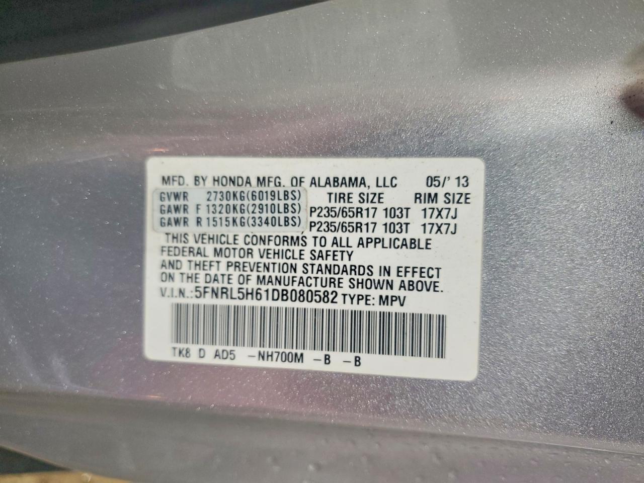 2013 HONDA ODYSSEY EXL photo 25