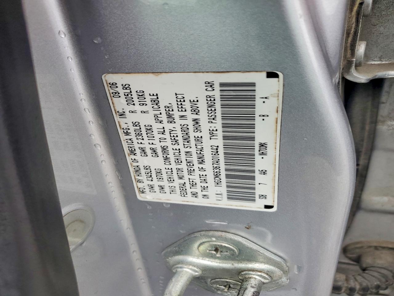 2007 HONDA ACCORD LX photo 23