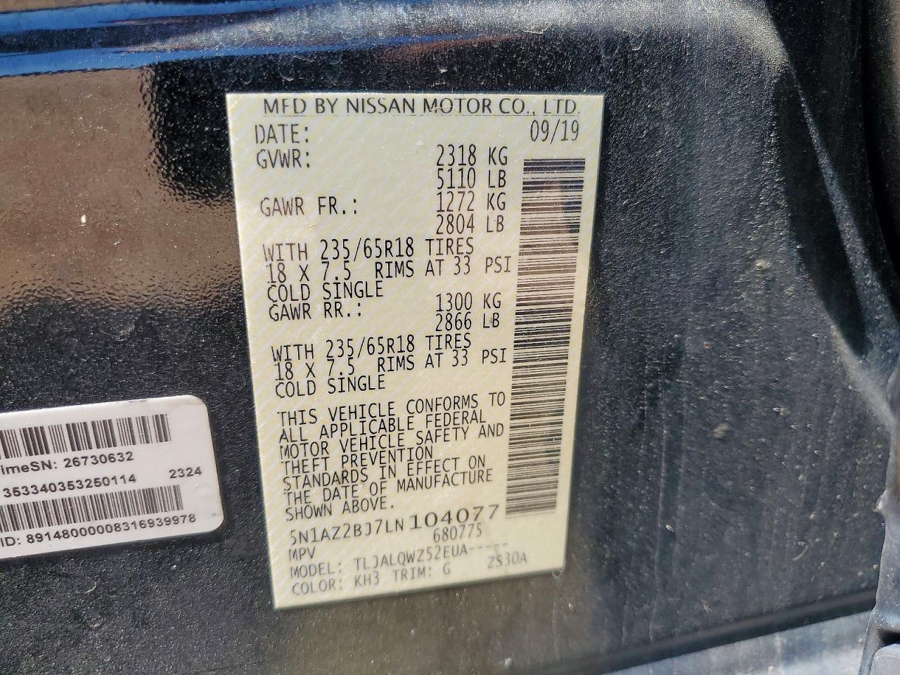 2020 NISSAN MURANO SV photo 40