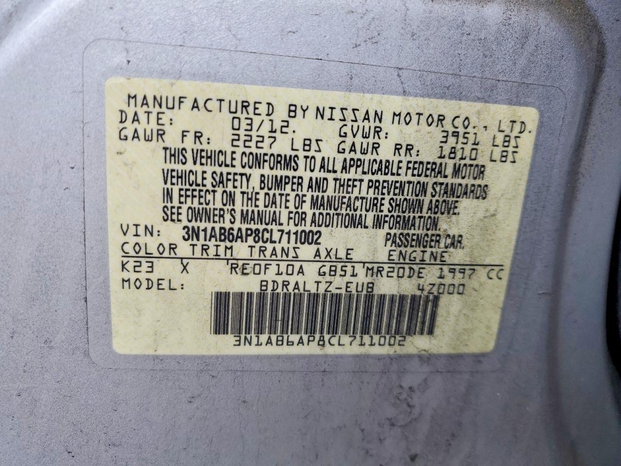 2012 NISSAN SENTRA 2.0 photo 23