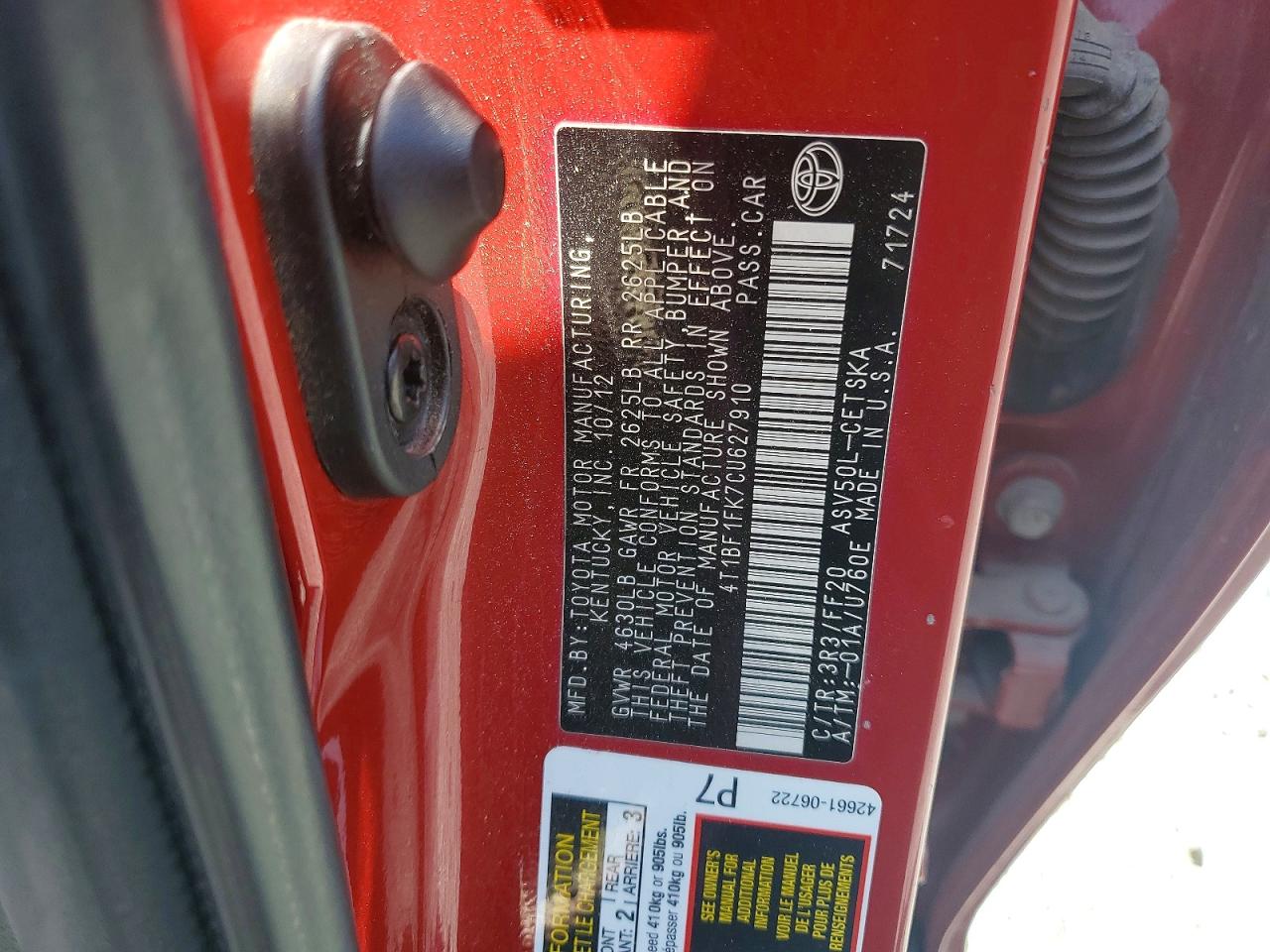 2012 TOYOTA CAMRY SE photo 34