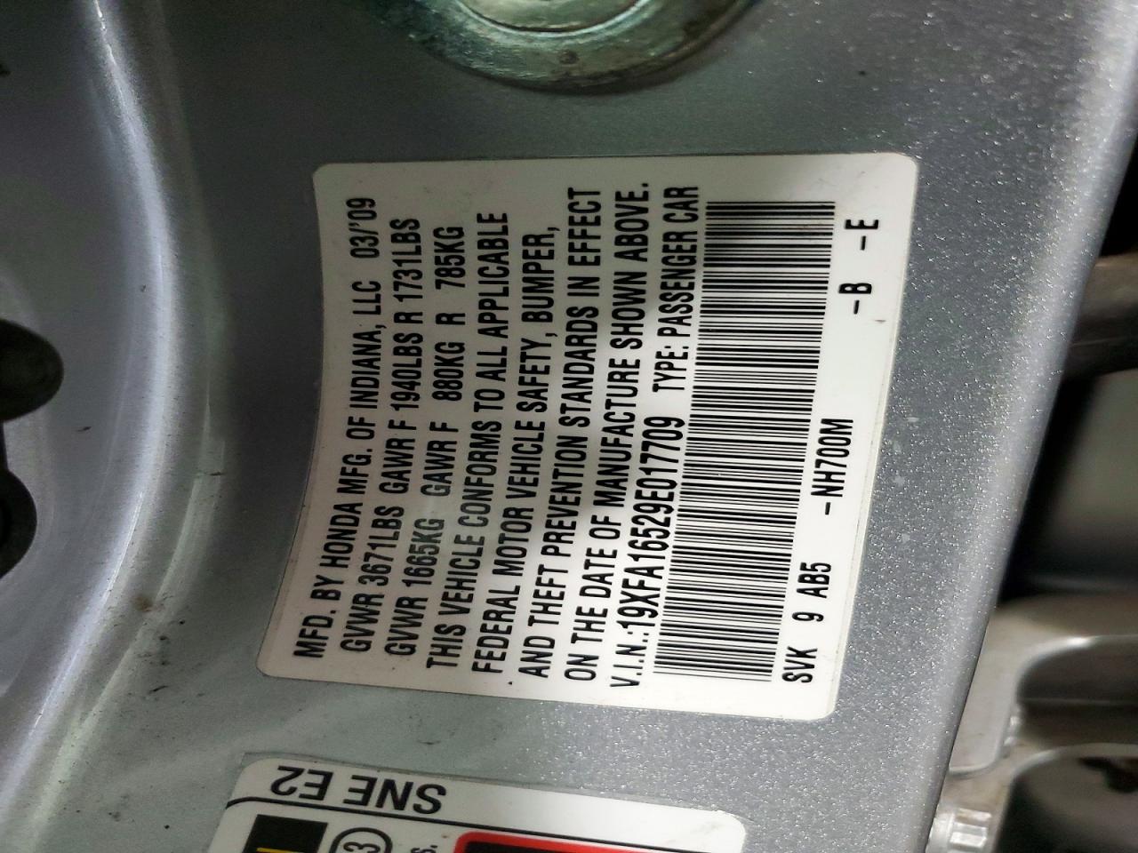 2009 HONDA CIVIC LX photo 13