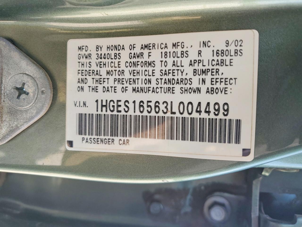 2003 HONDA CIVIC LX photo 23