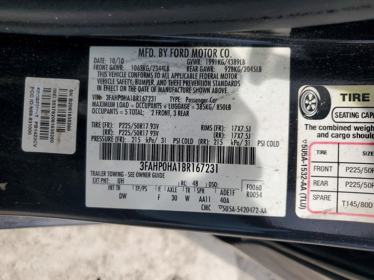 2011 FORD FUSION SE photo 23