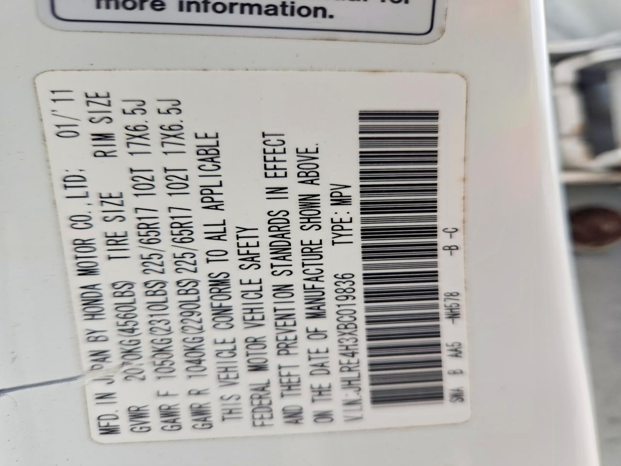 2011 HONDA CR-V LX photo 27