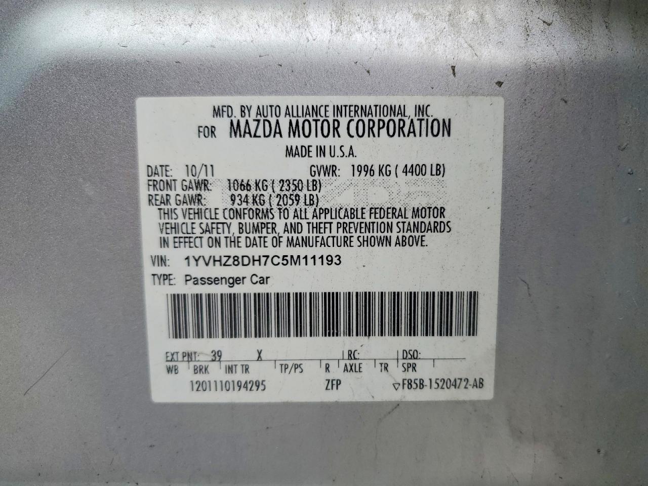 2012 MAZDA 6 I photo 34