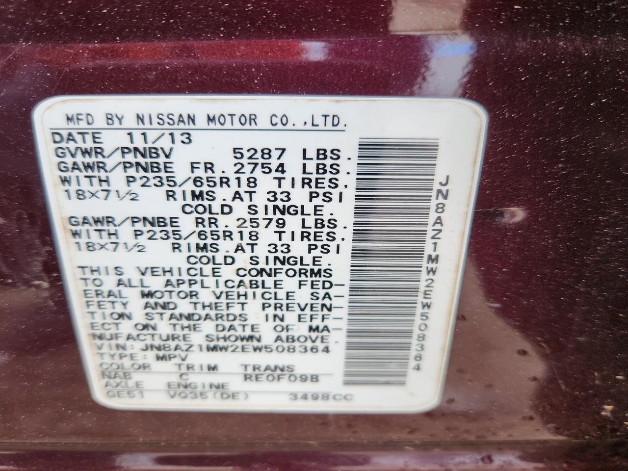 2014 NISSAN MURANO SL photo 37