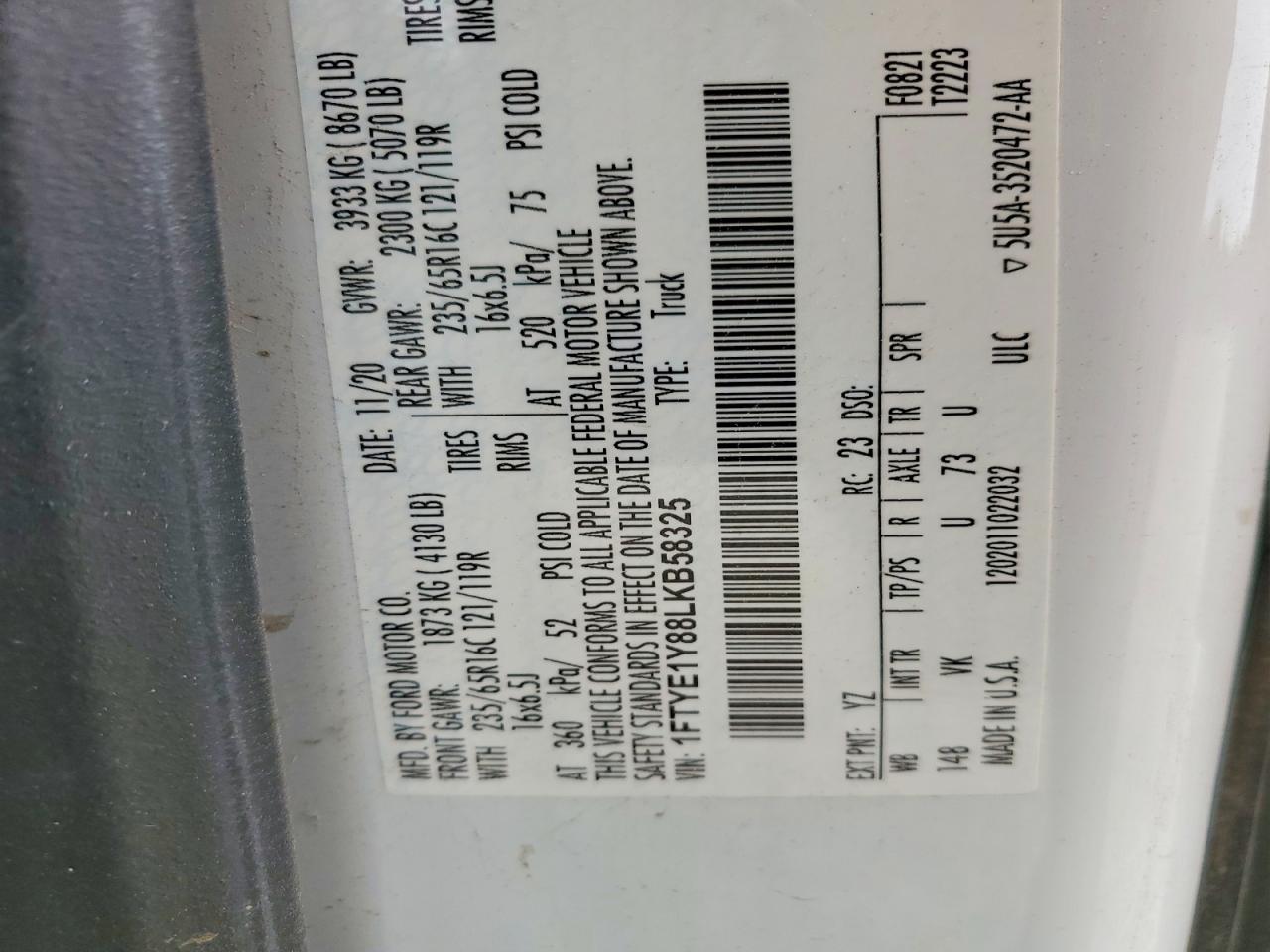 2020 FORD TRANSIT T-150 photo 23
