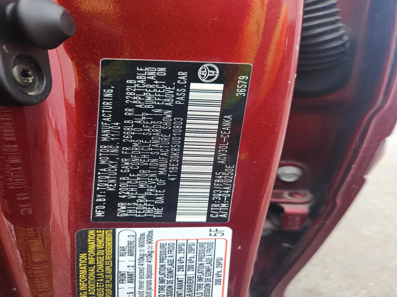 2005 TOYOTA CAMRY LE photo 23