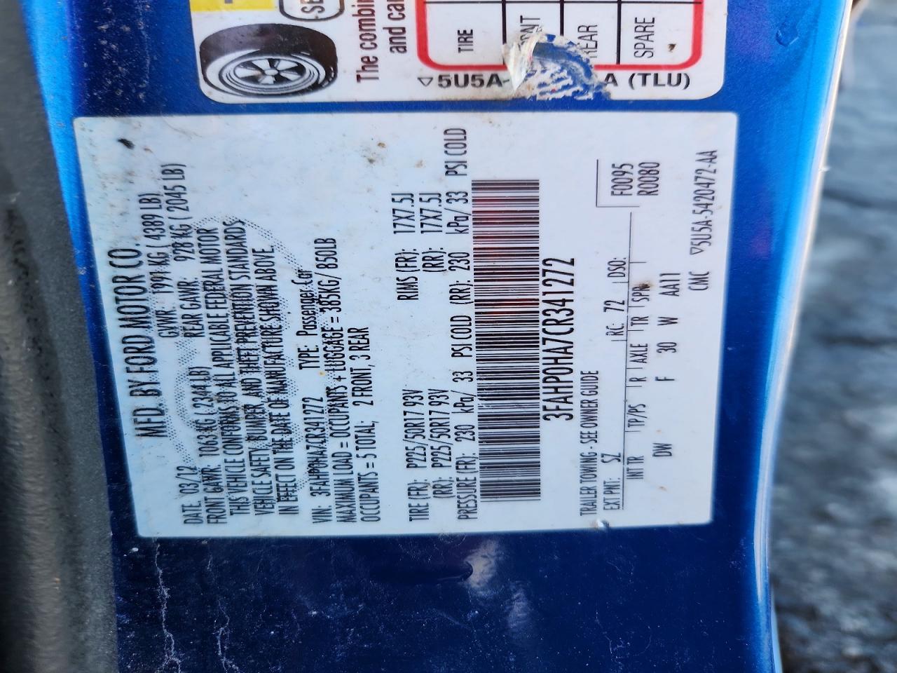 2012 FORD FUSION SE photo 25