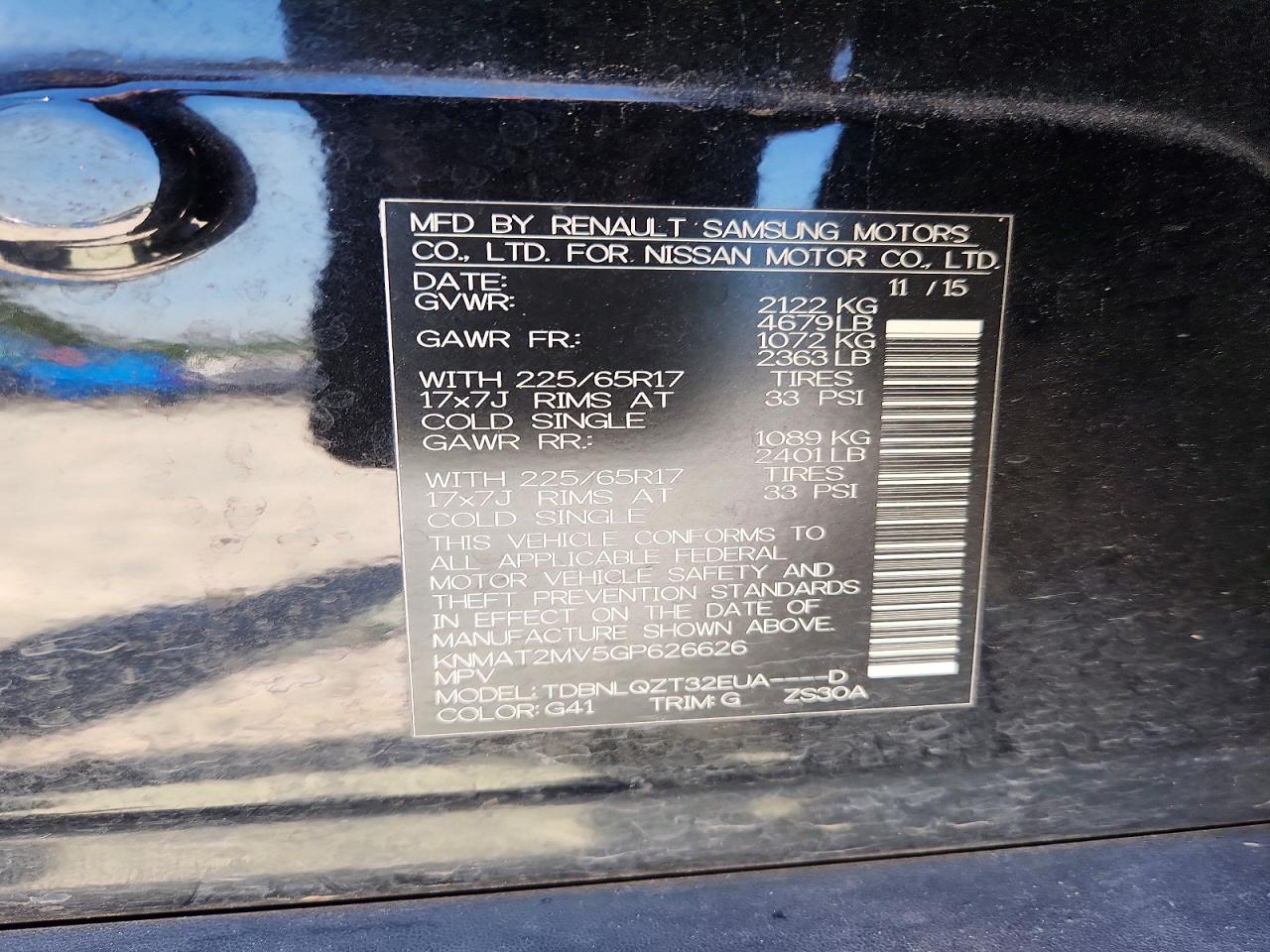 2016 NISSAN ROGUE SV photo 34