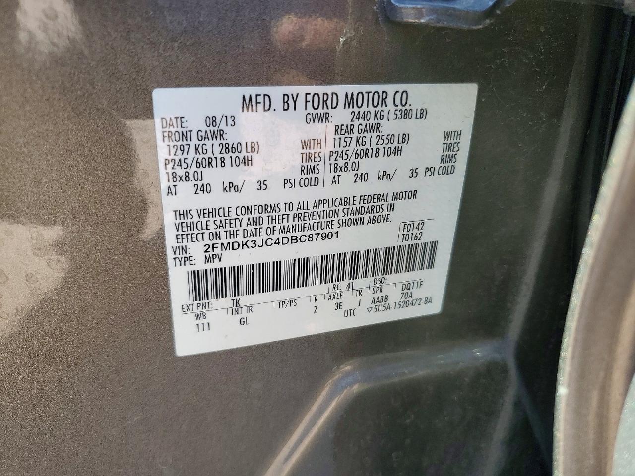 2013 FORD EDGE SEL photo 37