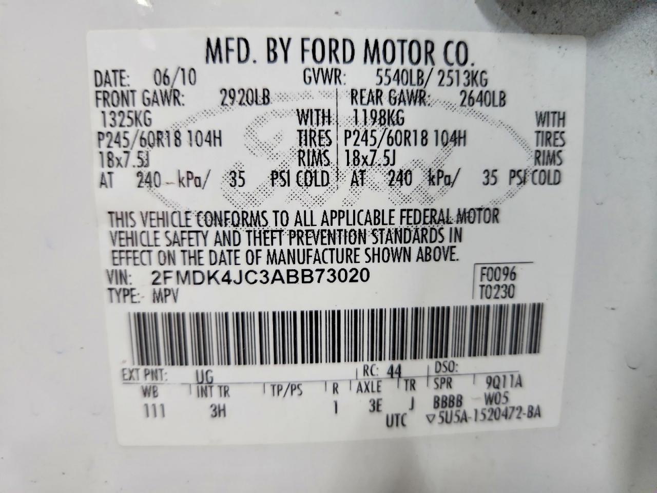 2010 FORD EDGE SEL photo 37