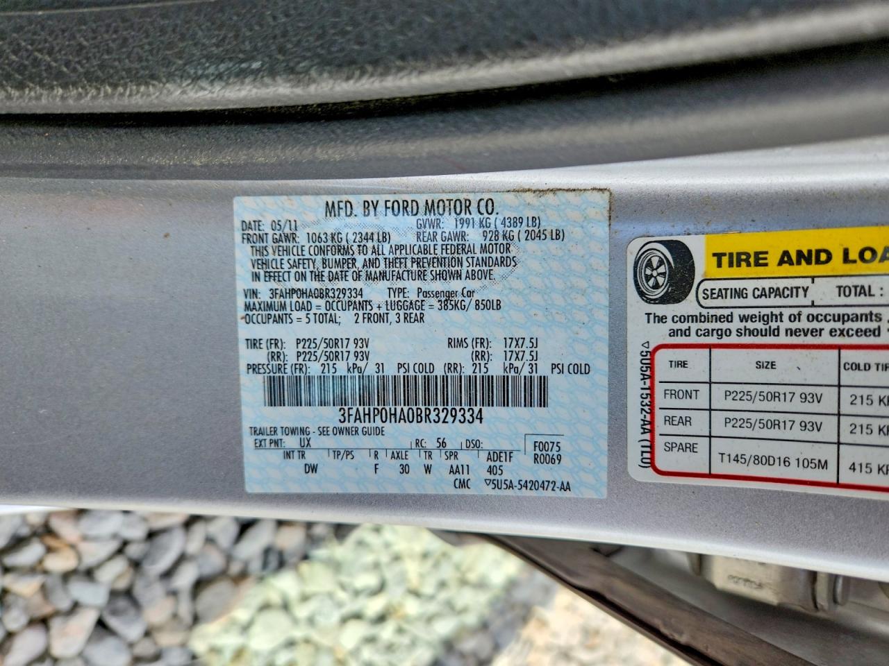 2011 FORD FUSION SE photo 37