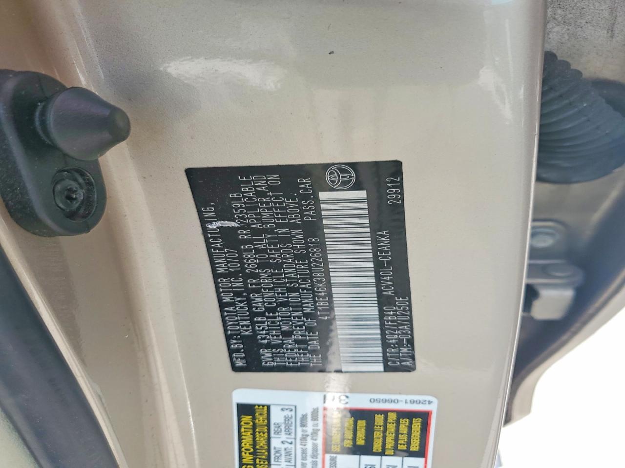 2008 TOYOTA CAMRY LE photo 34