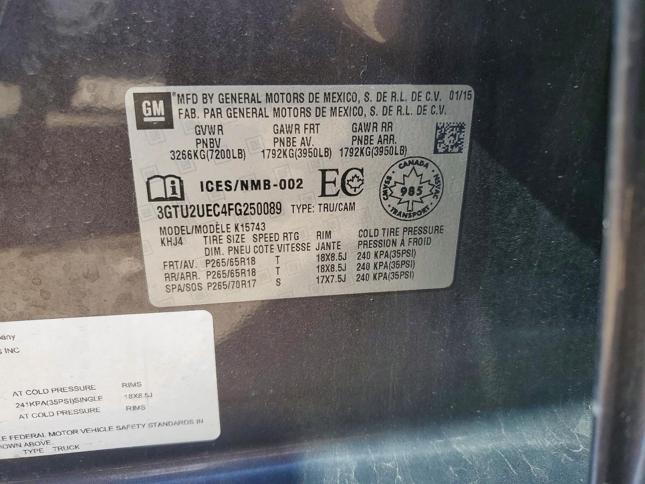 2015 GMC SIERRA K1500 SLE photo 34
