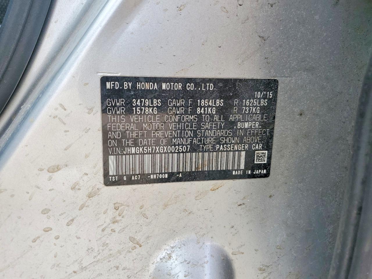 2016 HONDA FIT EX photo 34
