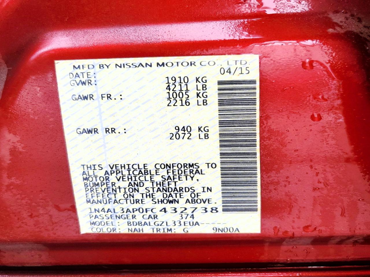 2015 NISSAN ALTIMA 2.5 S photo 23