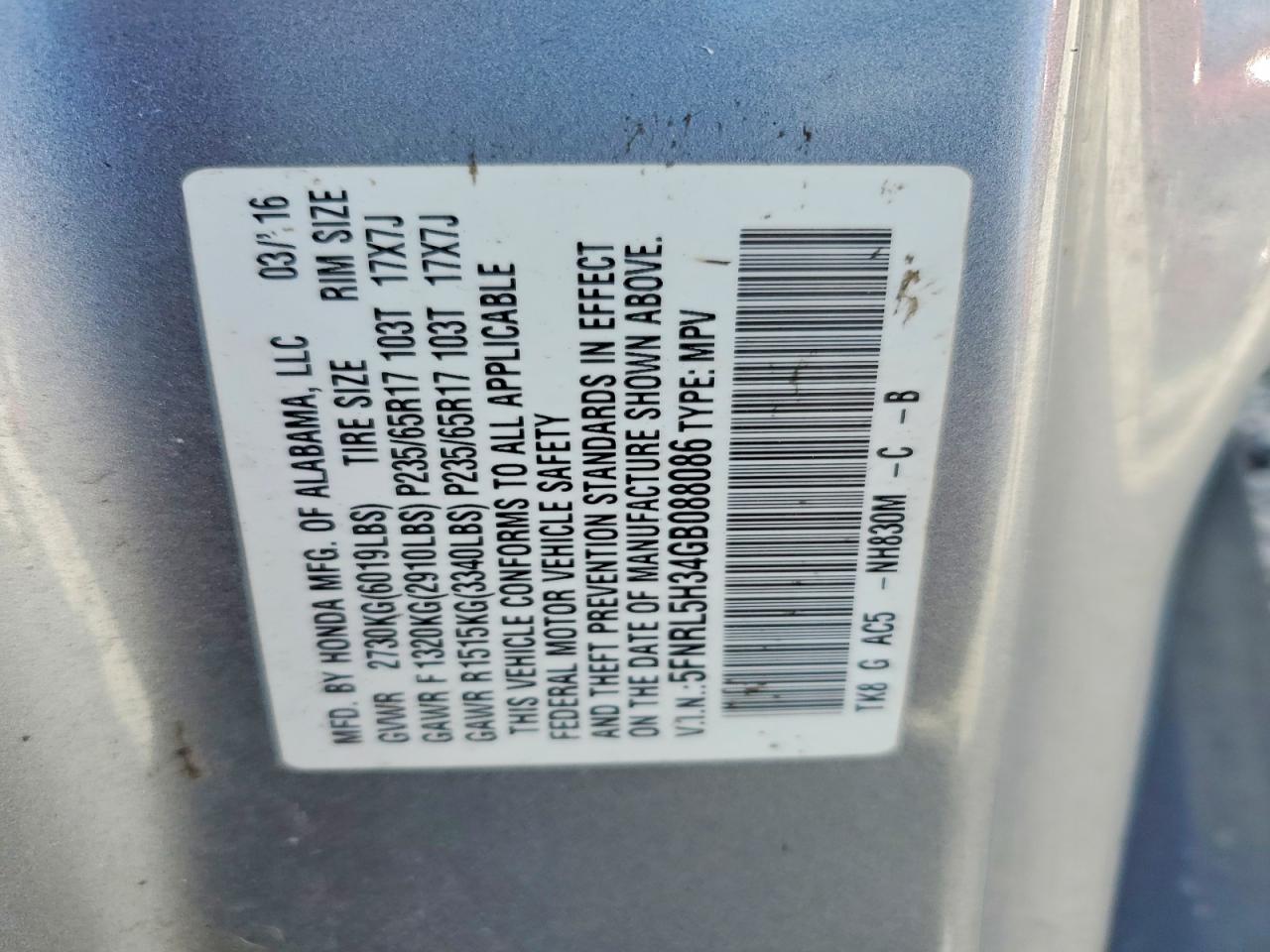 2016 HONDA ODYSSEY SE photo 37
