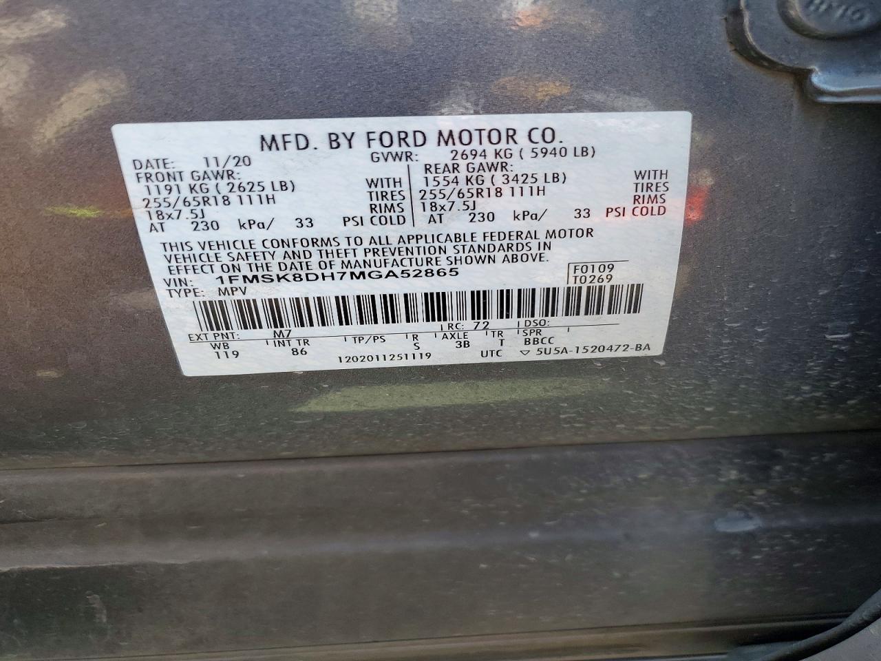 2021 FORD EXPLORER XLT photo 27