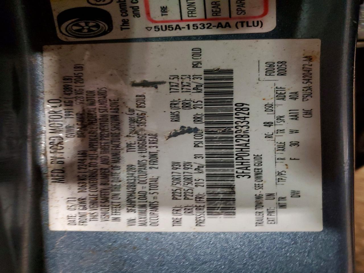 2011 FORD FUSION SE photo 37
