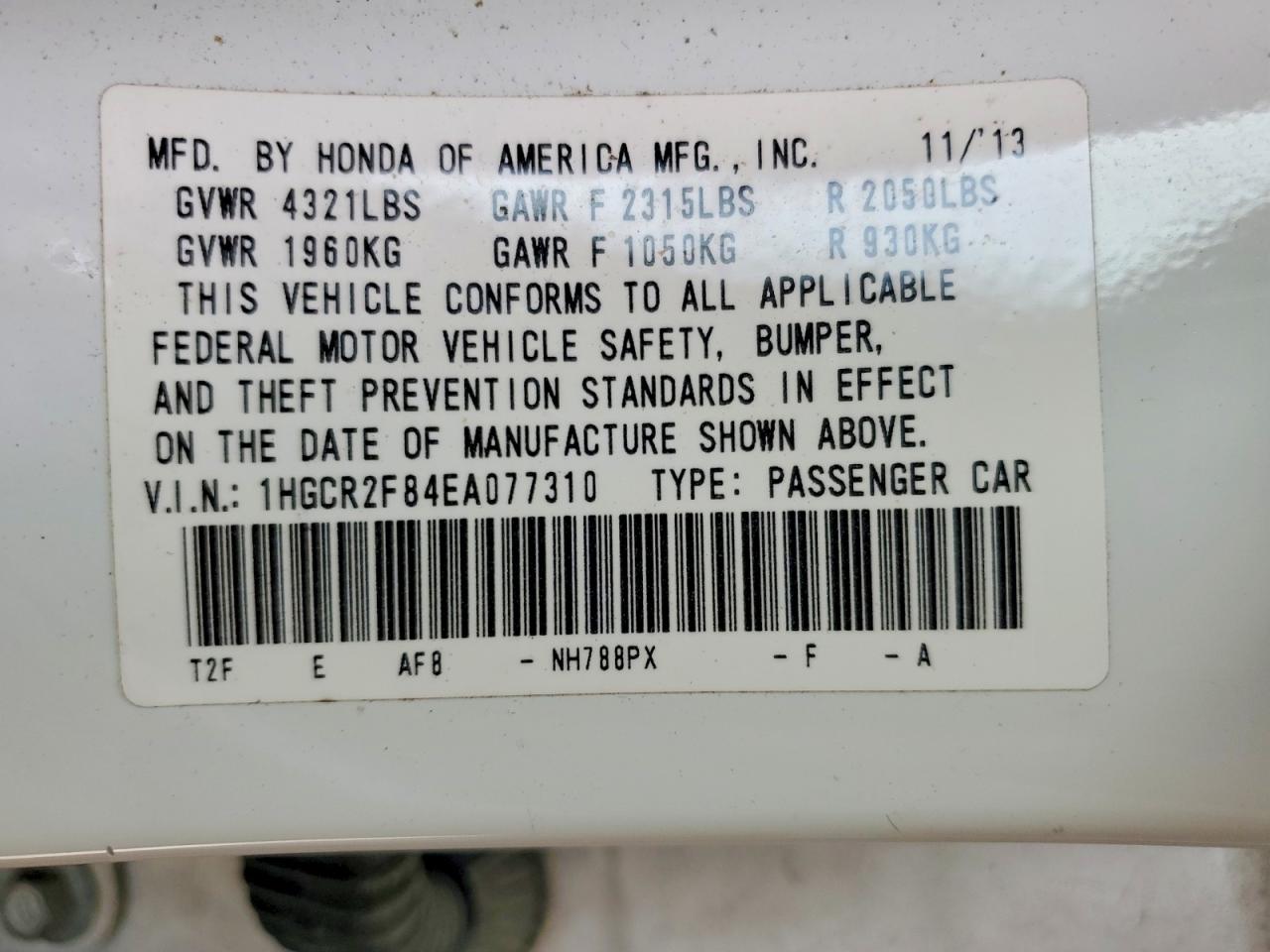 2014 HONDA ACCORD EXL photo 12