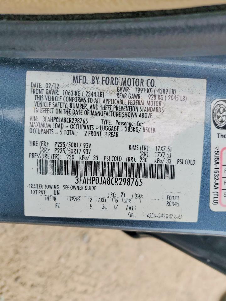 2012 FORD FUSION SEL photo 37