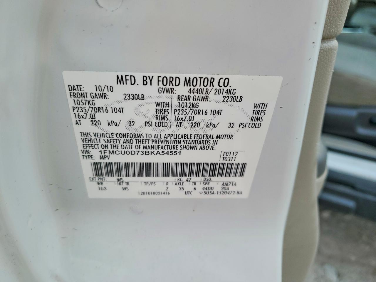 2011 FORD ESCAPE XLT photo 37
