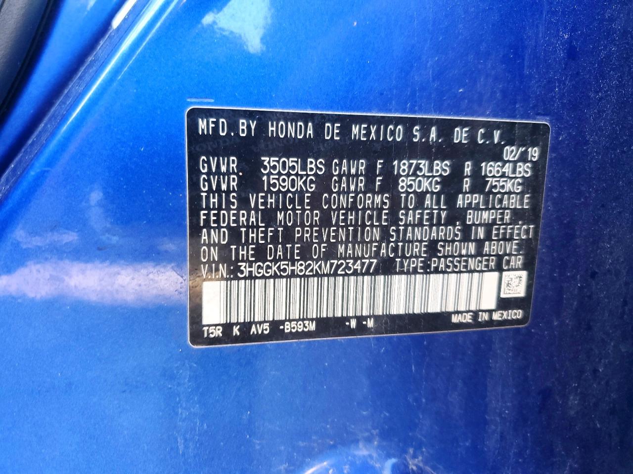 2019 HONDA FIT EX photo 12