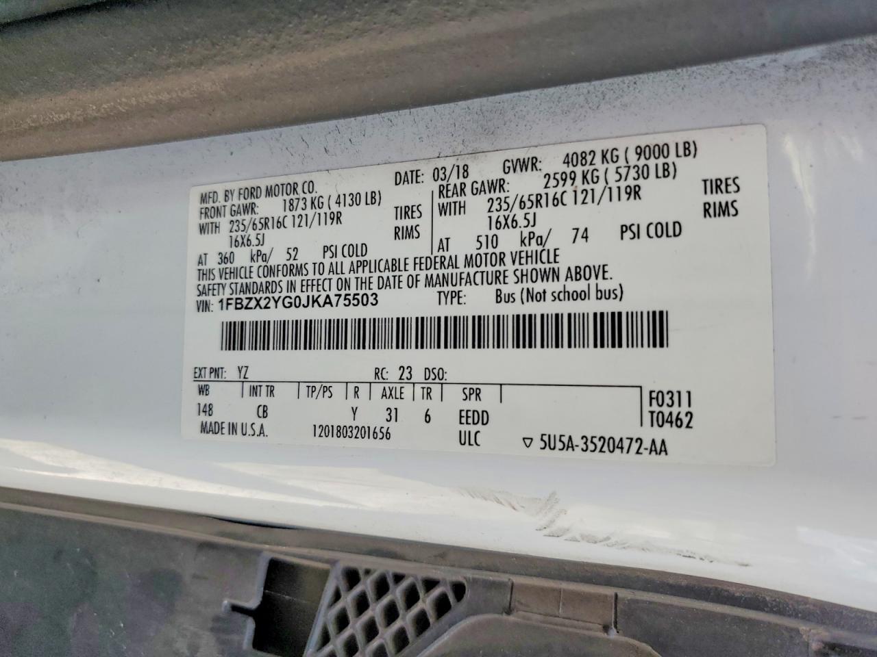 2018 FORD TRANSIT T-350 photo 13