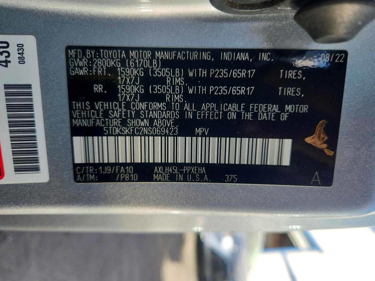 2022 TOYOTA SIENNA LE photo 14
