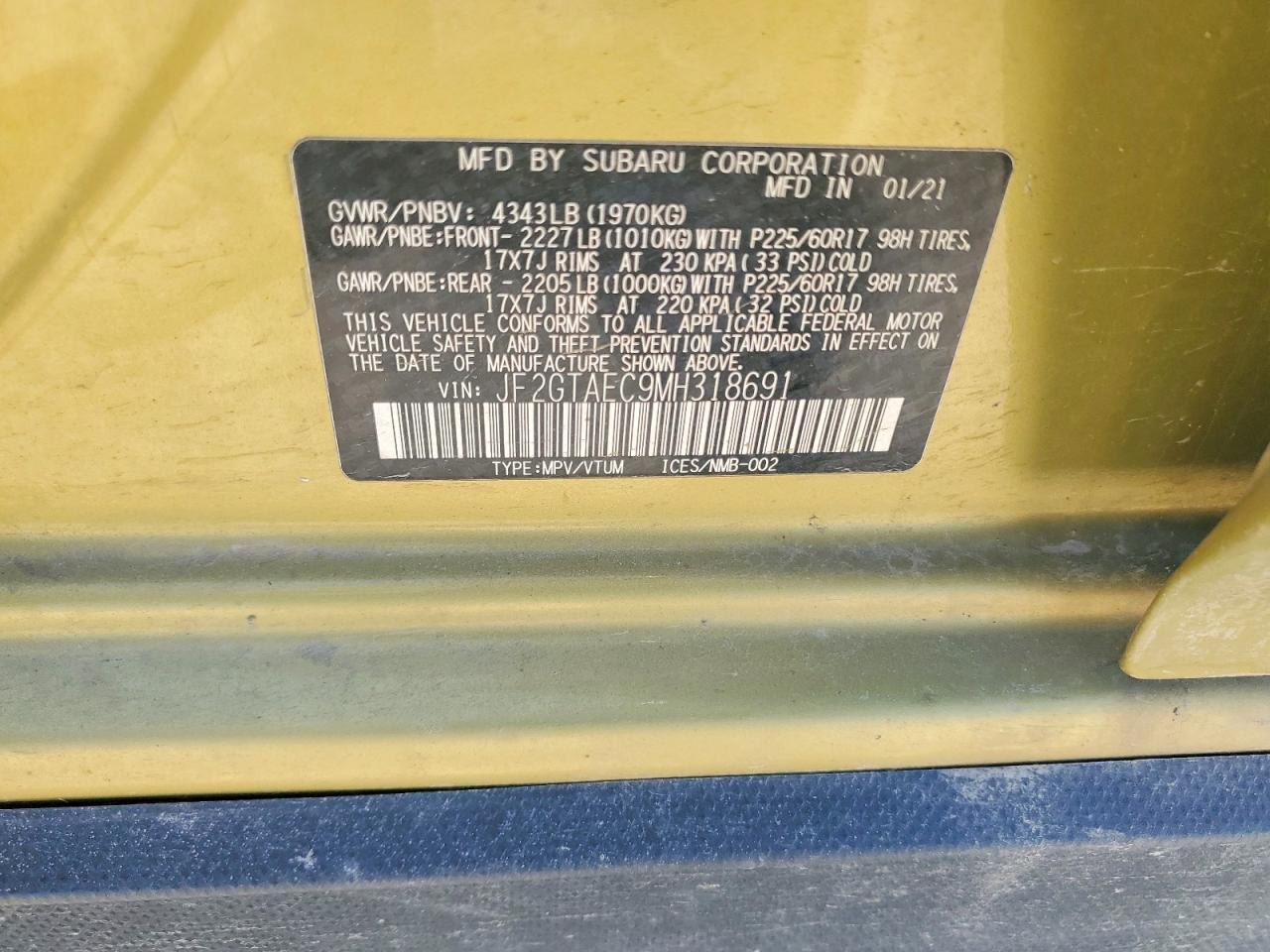 2021 SUBARU CROSSTREK PREMIUM photo 12