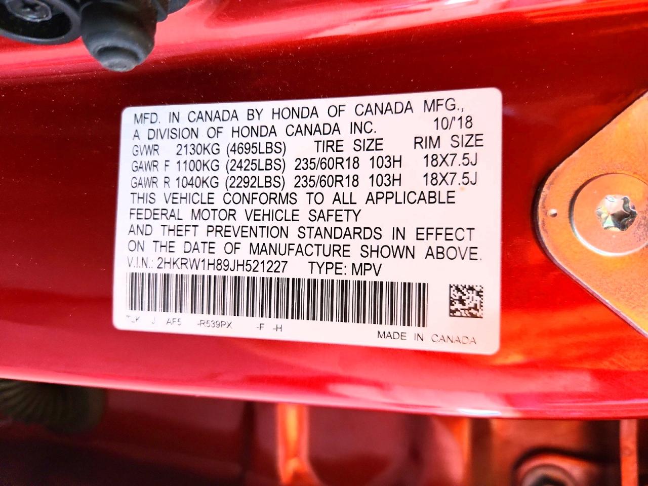 2018 HONDA CR-V EXL photo 37