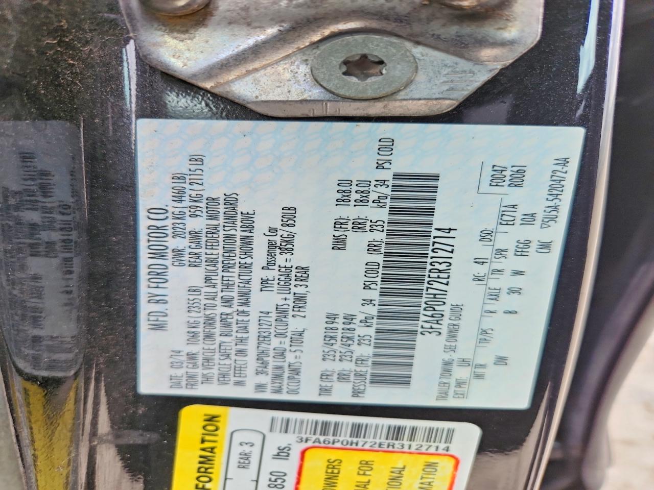 2014 FORD FUSION SE photo 34