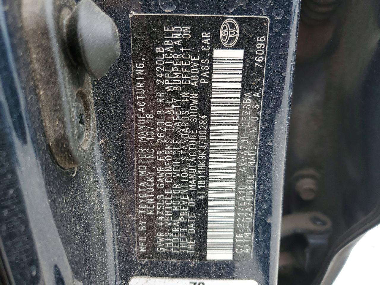 2019 TOYOTA CAMRY SE photo 37