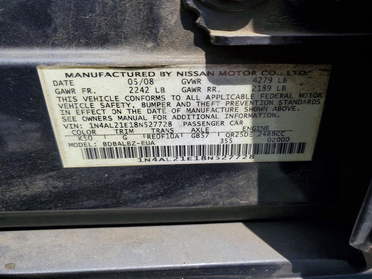 2008 NISSAN ALTIMA 2.5 photo 34