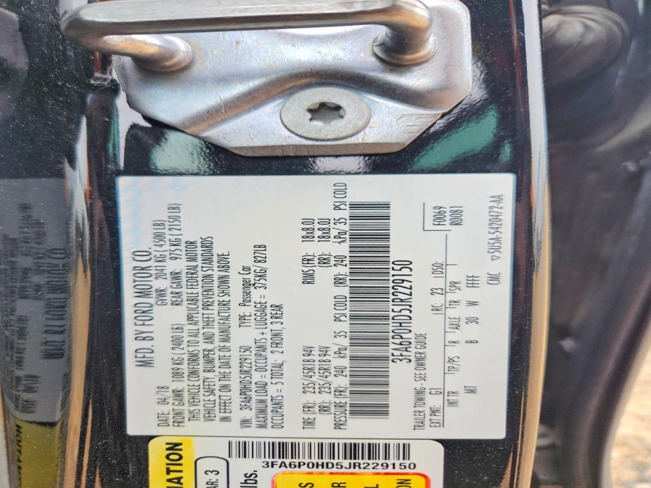 2018 FORD FUSION SE photo 25