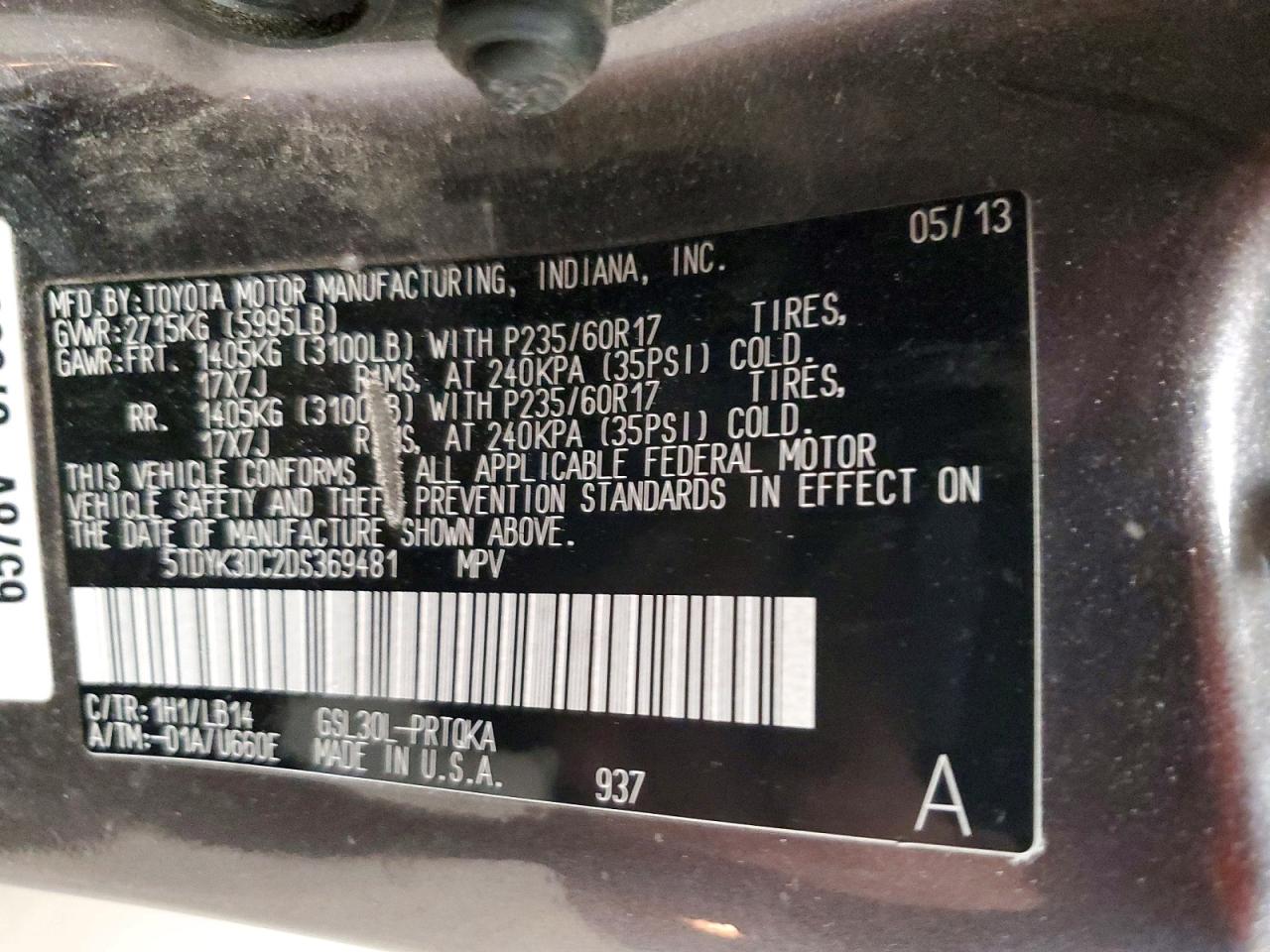 2013 TOYOTA SIENNA XLE 8-PASSENGER photo 25