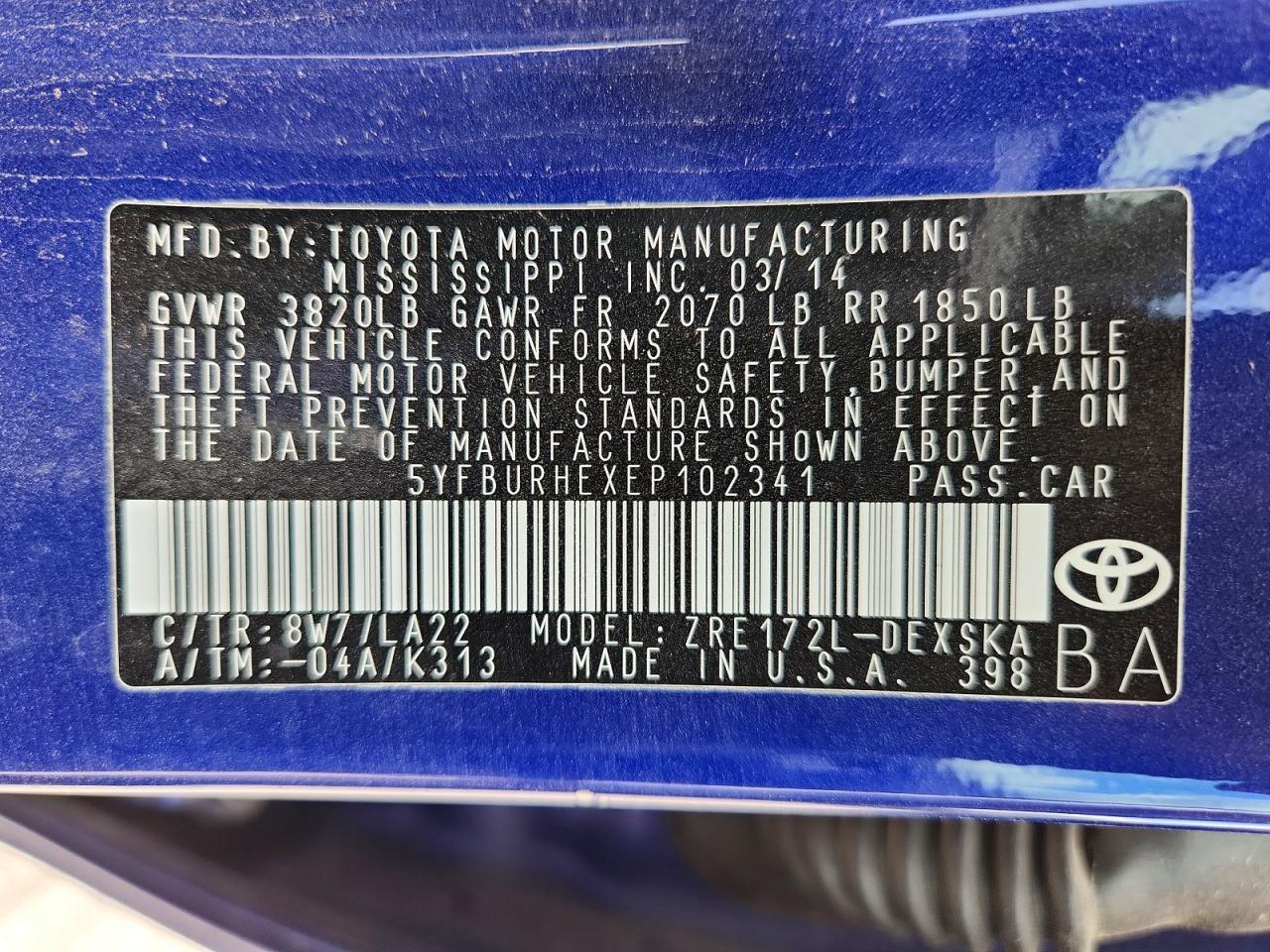 2014 TOYOTA COROLLA S PREMIUM photo 25
