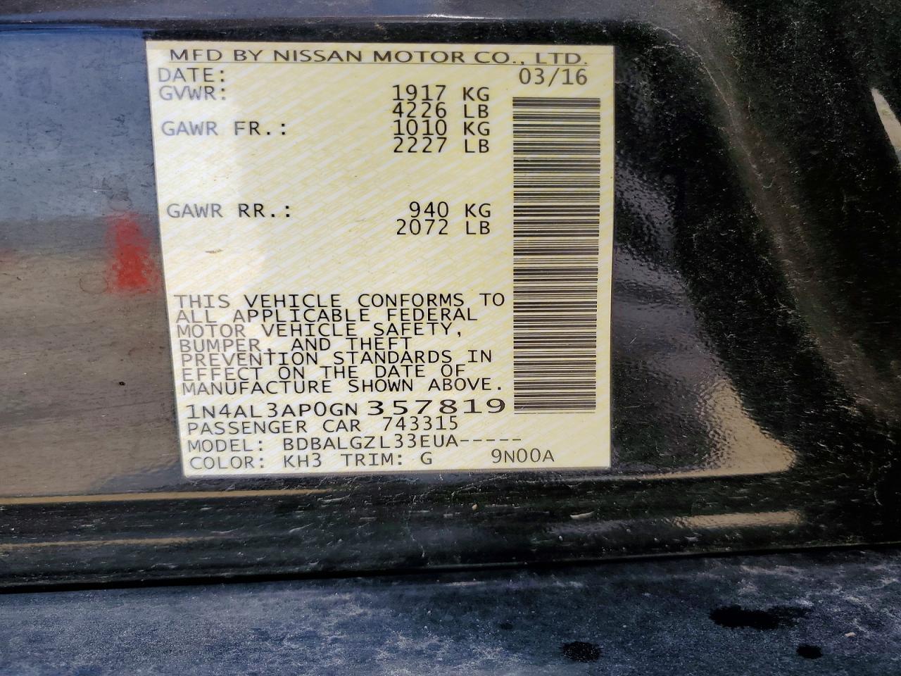 2016 NISSAN ALTIMA 2.5 S photo 23
