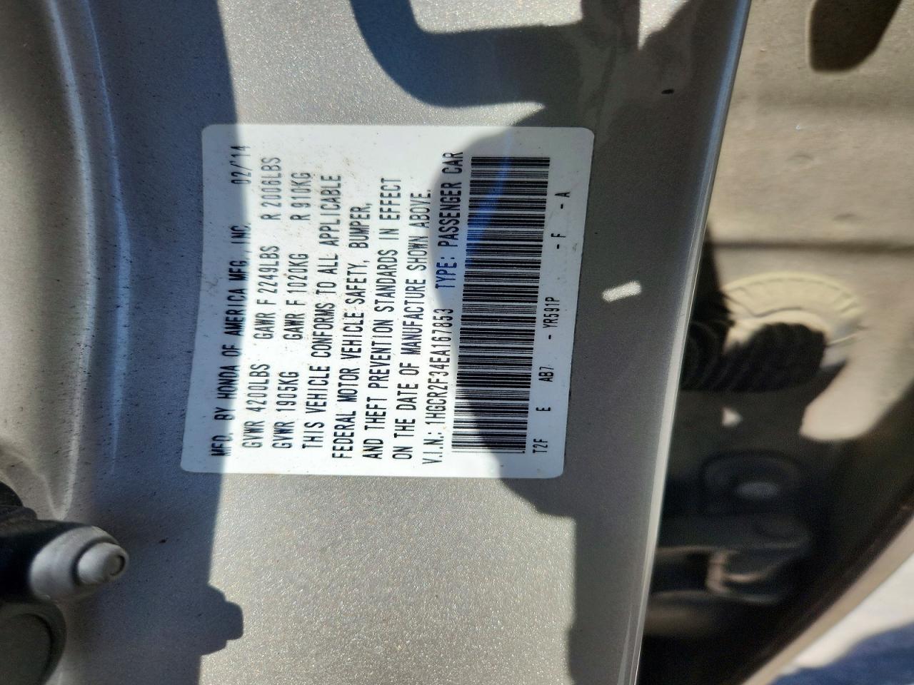 2014 HONDA ACCORD LX photo 23